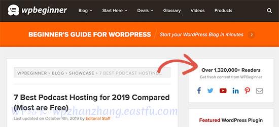 添加社交证明以获得更多订阅者 - WPBeginner 添加社交证明以获得更多订阅者