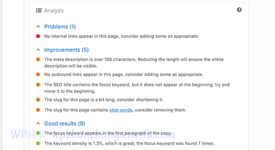 Yoast SEO 分析 - WPBeginner Yoast SEO分析