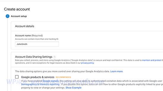 输入帐户名称 - WPBeginner 输入帐户名称