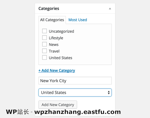 从帖子编辑屏幕添加子类别 从帖子编辑屏幕添加子类别
