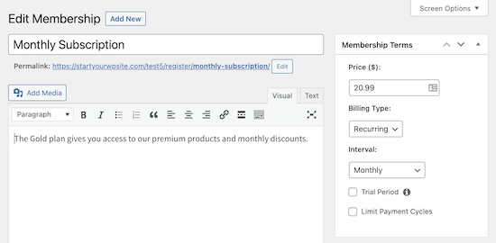 会员新闻会员页面 MemberPress membership page