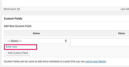 添加新的自定义字段 Add a new custom field