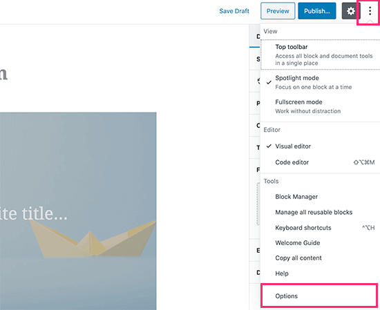 帖子编辑器选项 Post editor options
