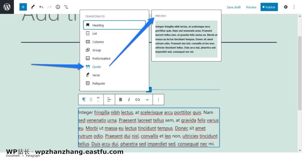 您可能不知道(但应该知道)的19个古腾堡编辑器功能 10 古腾堡功能块变换预览