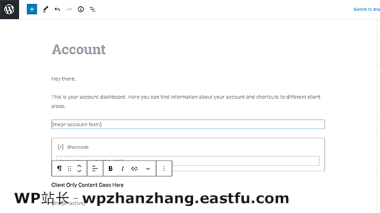在会员新闻中编辑帐户页面 Editing the Account page in MemberPress