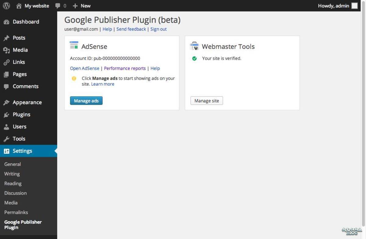 Google 发布商 WordPress 插件 Admin