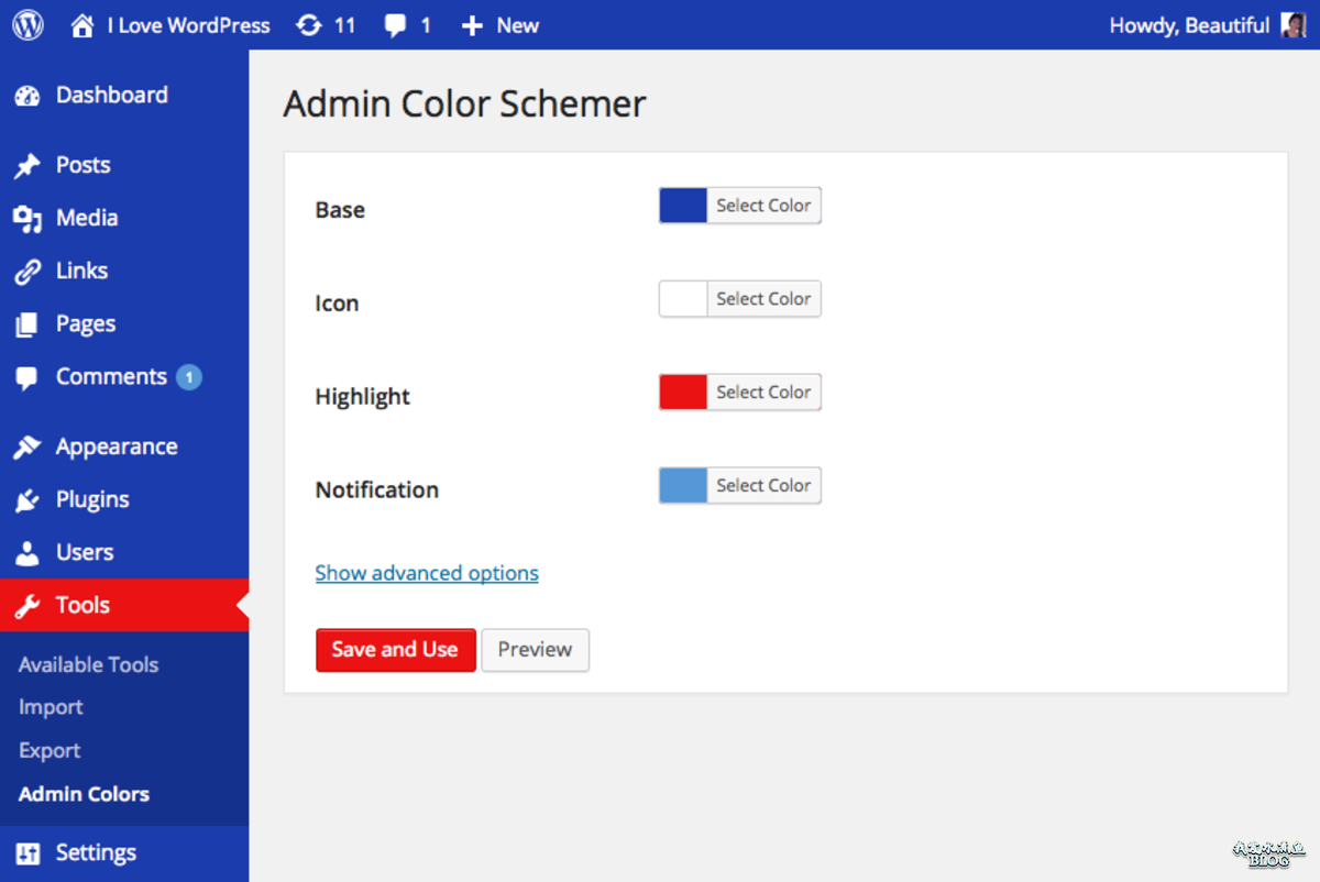 使用 Admin Color Schemer 自定义 WordPress 后台配色