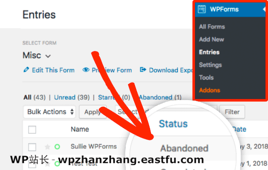 WPForms 中废弃的表单条目 Abandoned form entries in WPForms