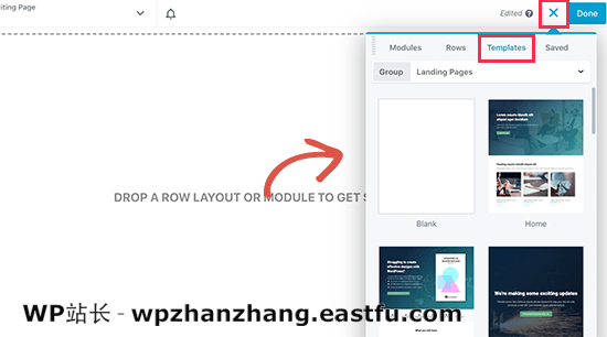 Choose page template 如何使用WordPress制作落地页 19