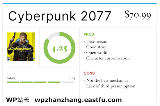 游戏评论 WordPress 小部件 Game reviews WordPress widget