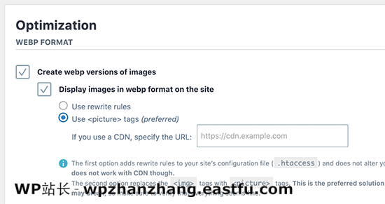 想象 WebP 设置 Imagify WebP Settings