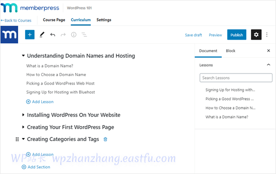 为您的课程创建部分和课程 Creating the sections and lessons for your course
