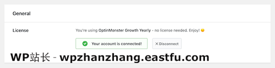 OptinMonster 帐户已连接 OptinMonster account connected