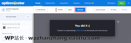 OptinMonster 成功消息 OptinMonster success message