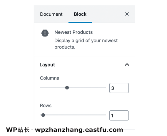 将内容和商务与WooCommerce产品块集成 3 将布局排列为特定数量的行和列,并通过各种选项(如新颖性,价格,评级,销售等)订购产品。