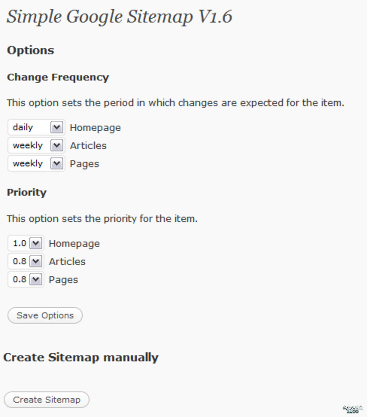 Simple Google Sitemap 配置界面