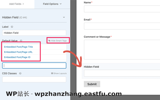 跟踪嵌入表单的帖子或页面 Track post or page where form is embedded