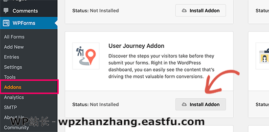 在 WordPress 中安装用户旅程插件 Install user journey addon in WordPress