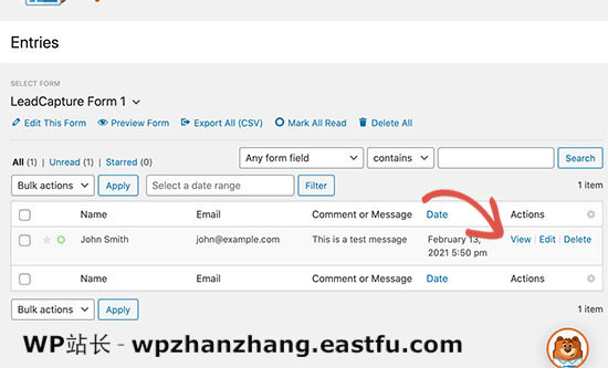 查看 WPForms 中的条目 View an entry in WPForms