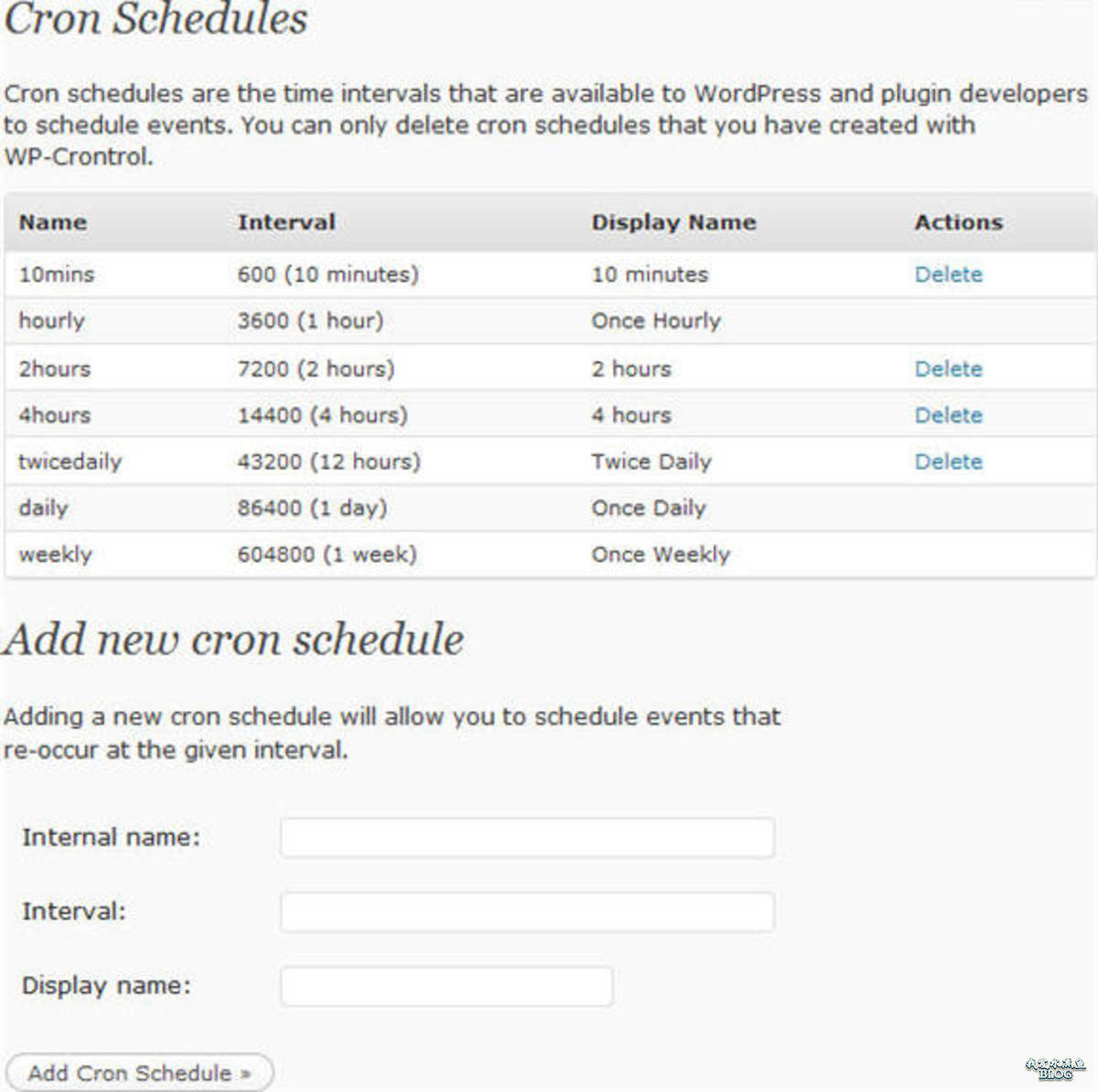 WP-Crontrol：管理和自定义时间间隔