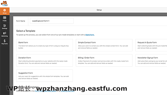 在 WPForms 中创建一个新表单 Creating a new form in WPForms