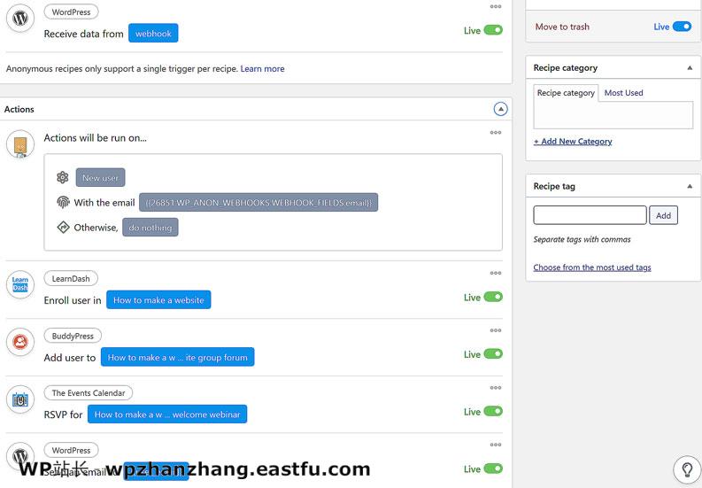 Uncanny Automator教程:自动连接多个WordPress网站 24 Automator 网络钩子配方已完成