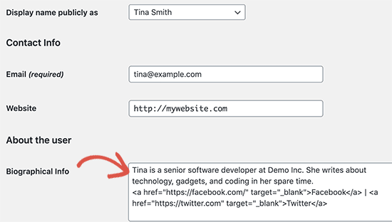 Add author bio in user profile Add author bio in user profile