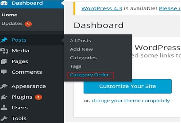 WordPress arrange category