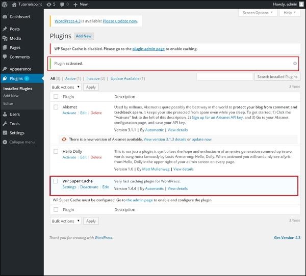 Wordpress Plugin Settings